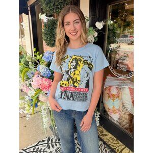 DAYDREAMER Tina Turner 1985 Reverse GF Tee Airy Blue Size Small NWT